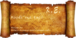Kozányi Emil névjegykártya